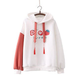 Japanese Kanji Strawberry Print White Black Unisex Hoodies-Enchanted peach