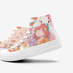 Japanese Kawaii Girl Bunny Carrots Women's Sneakers Trainers-Enchanted peach