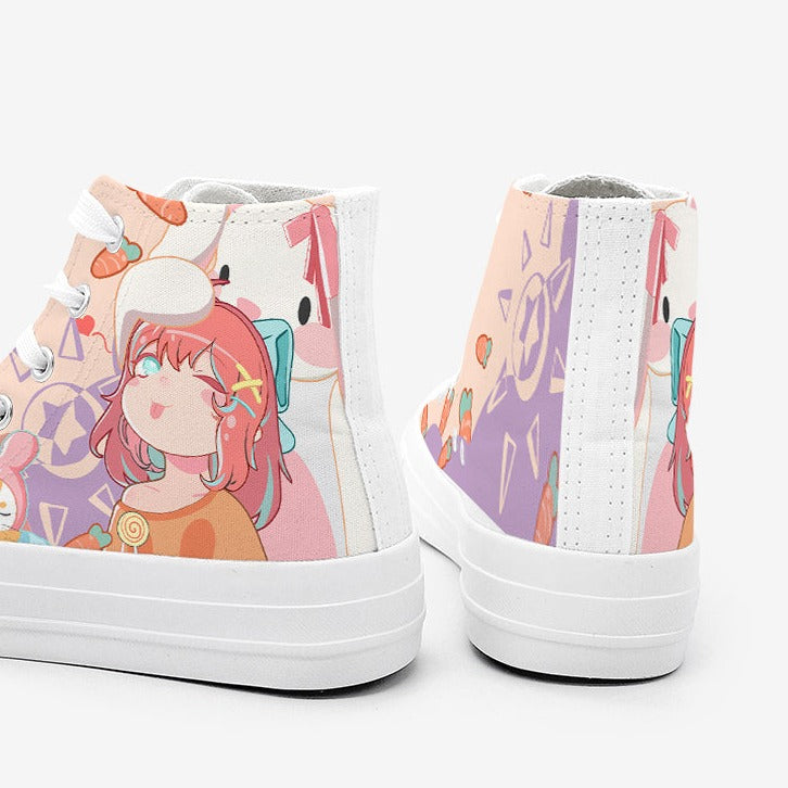 Japanese Kawaii Girl Bunny Carrots Women's Sneakers Trainers-Enchanted peach