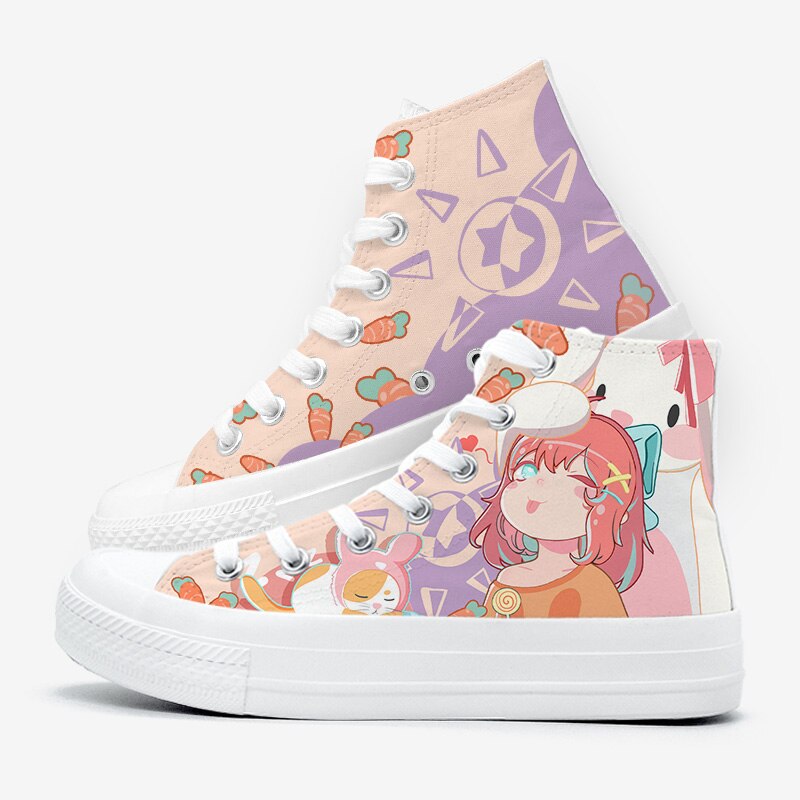 Japanese Kawaii Girl Bunny Carrots Women's Sneakers Trainers-Enchanted peach