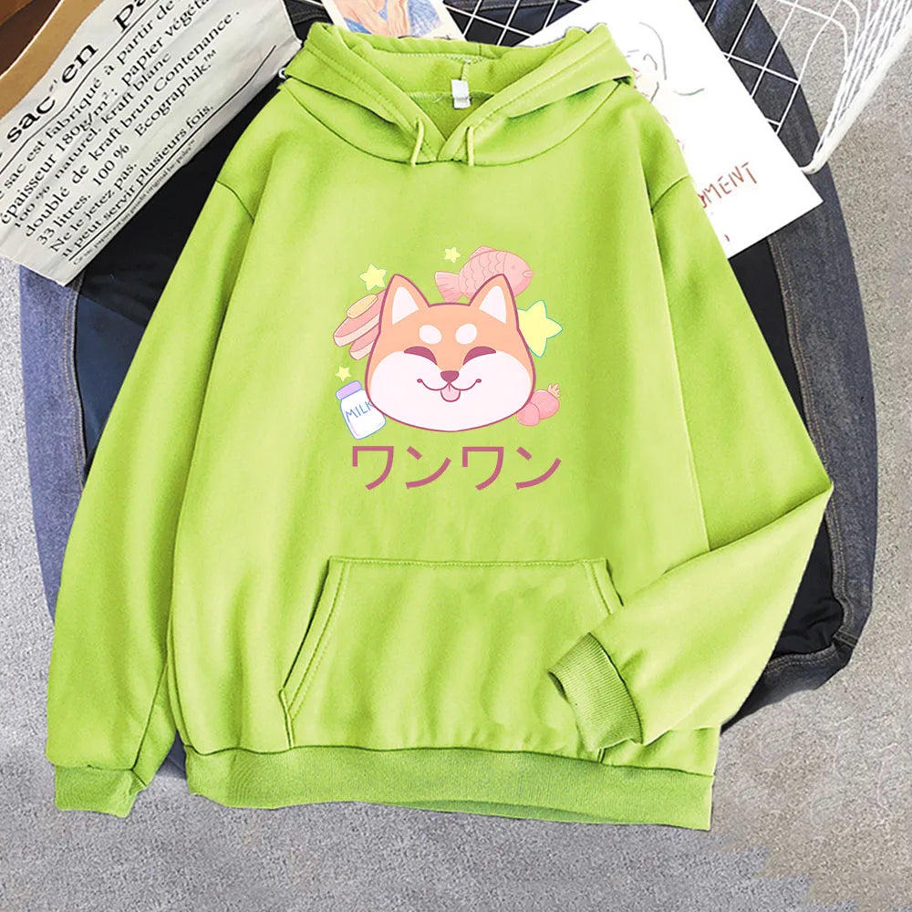 Japanese Kawaii Shiba Inu Unisex Hoodie-Enchanted peach