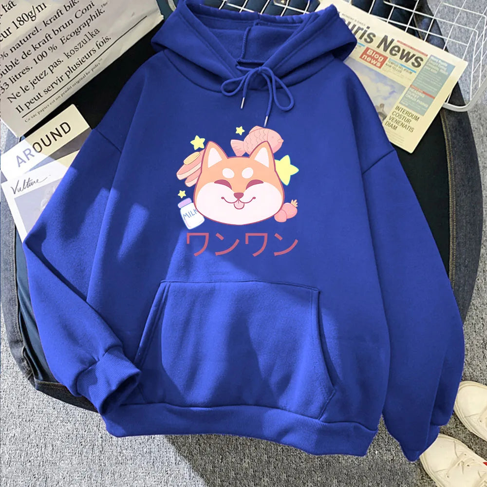 Japanese Kawaii Shiba Inu Unisex Hoodie-Enchanted peach