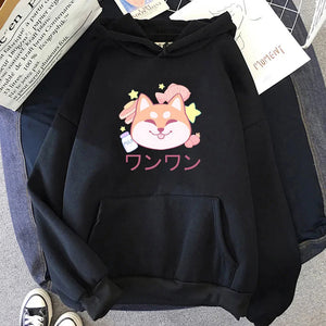 Japanese Kawaii Shiba Inu Unisex Hoodie-Enchanted peach