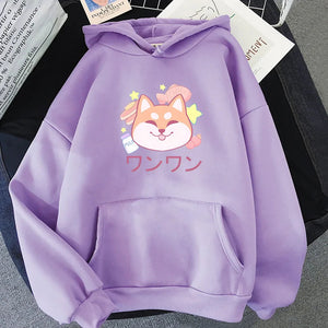 Japanese Kawaii Shiba Inu Unisex Hoodie-Enchanted peach