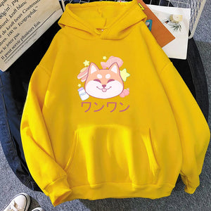 Japanese Kawaii Shiba Inu Unisex Hoodie-Enchanted peach