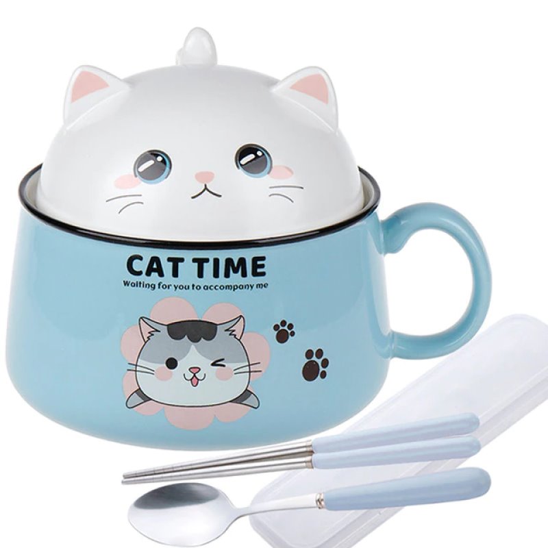 Japanese Kawaiies Instant Noodles Cat Bowl-Enchanted peach