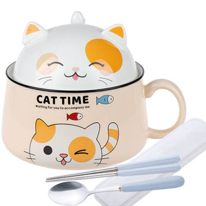 Japanese Kawaiies Instant Noodles Cat Bowl-Enchanted peach