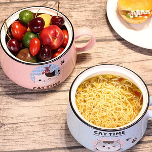 Japanese Kawaiies Instant Noodles Cat Bowl-Enchanted peach