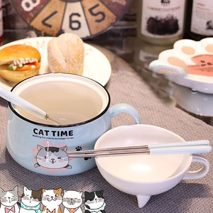 Japanese Kawaiies Instant Noodles Cat Bowl-Enchanted peach