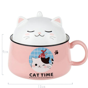 Japanese Kawaiies Instant Noodles Cat Bowl-Enchanted peach