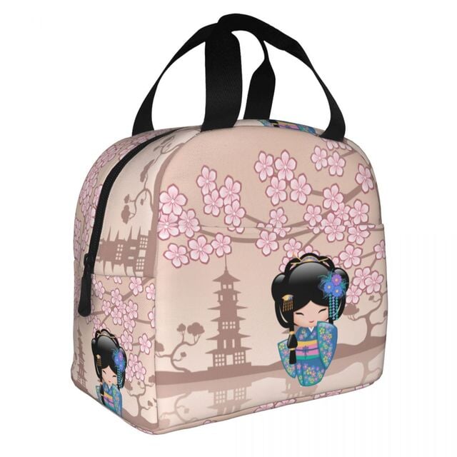 Japanese Keiko Kokeshi Doll Lunch Bag-Enchanted peach