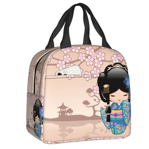 Japanese Keiko Kokeshi Doll Lunch Bag-Enchanted peach