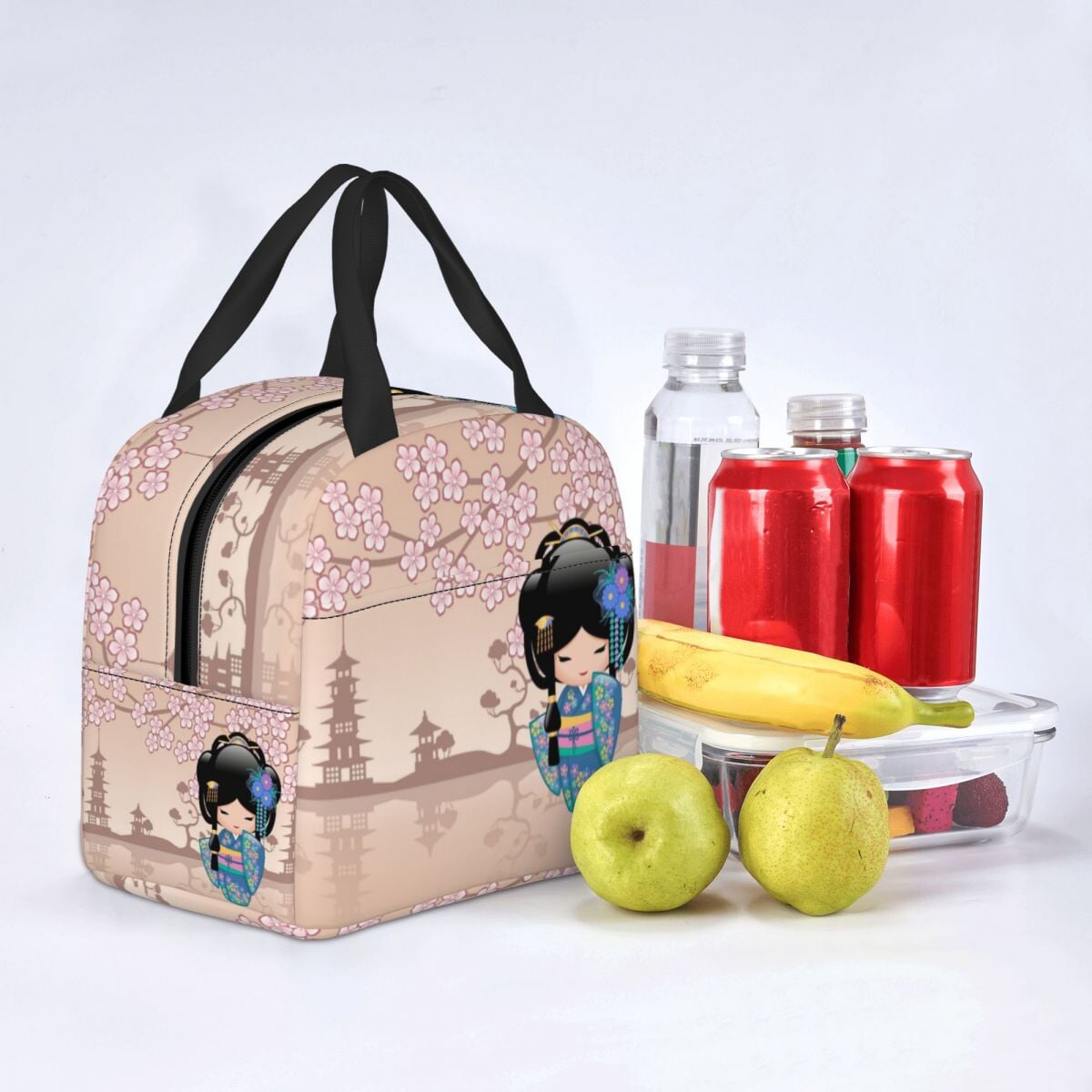 Japanese Keiko Kokeshi Doll Lunch Bag-Enchanted peach