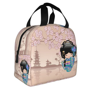 Japanese Keiko Kokeshi Doll Lunch Bag-Enchanted peach