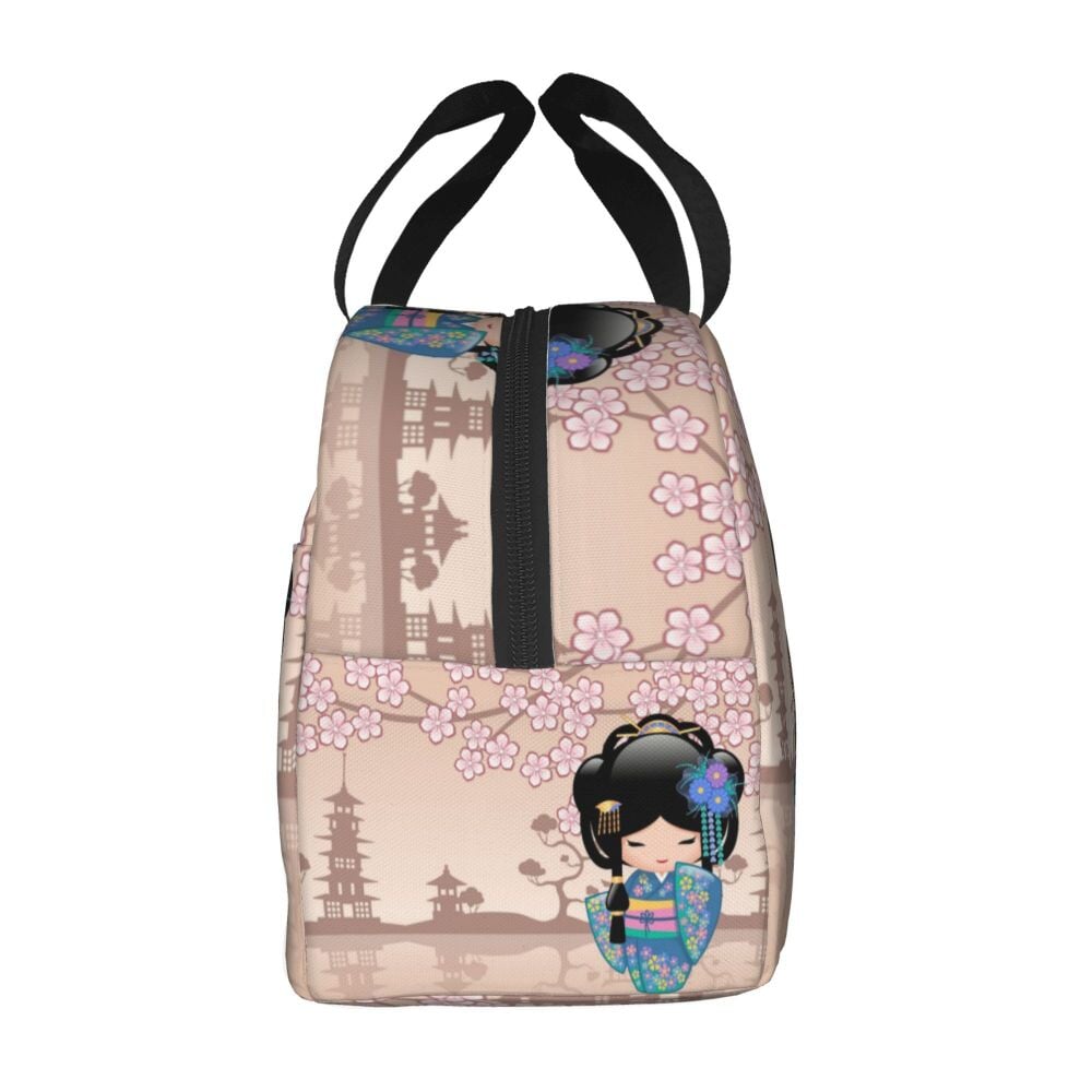 Japanese Keiko Kokeshi Doll Lunch Bag-Enchanted peach