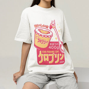 Japanese Kero Caramel Pudding Tee-Enchanted peach