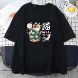 Japanese Kimono Cat Sakura Kanji Unisex Tee-Enchanted peach