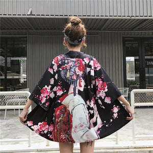 Japanese Lady with Tsubaki Flowers Kimono-Enchanted peach