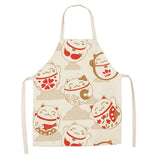 Japanese Lucky Cat Cotton Apron-Enchanted peach