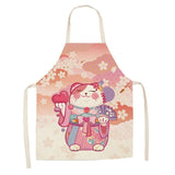 Japanese Lucky Cat Cotton Apron-Enchanted peach