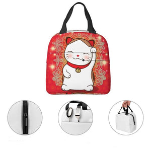 Japanese Lucky Cat Lunch Bag-Enchanted peach