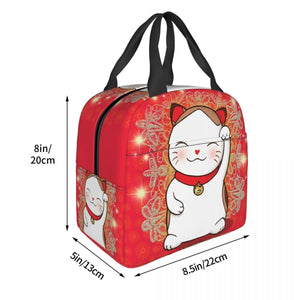 Japanese Lucky Cat Lunch Bag-Enchanted peach