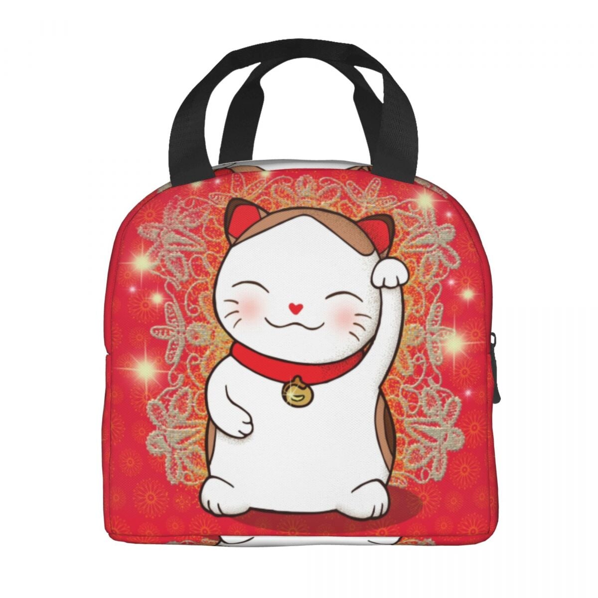 Japanese Lucky Cat Lunch Bag-Enchanted peach