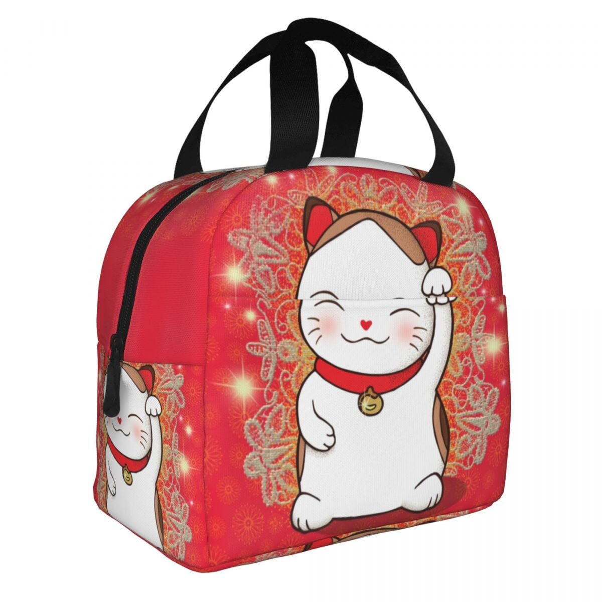 Japanese Lucky Cat Lunch Bag-Enchanted peach