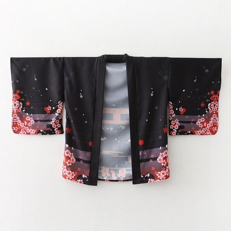 Japanese Moonlight Torii Fox Kimono-Enchanted peach