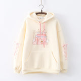 Japanese Peach Milk Carton Bunnies Fleece Hoodies-Enchanted peach