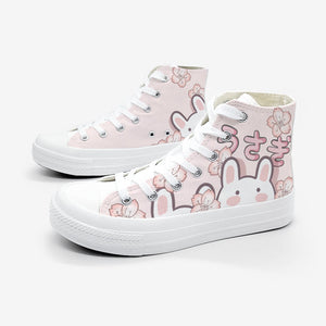 Japanese Sakura Bunny Pink Womens Sneakers Trainers-Enchanted peach