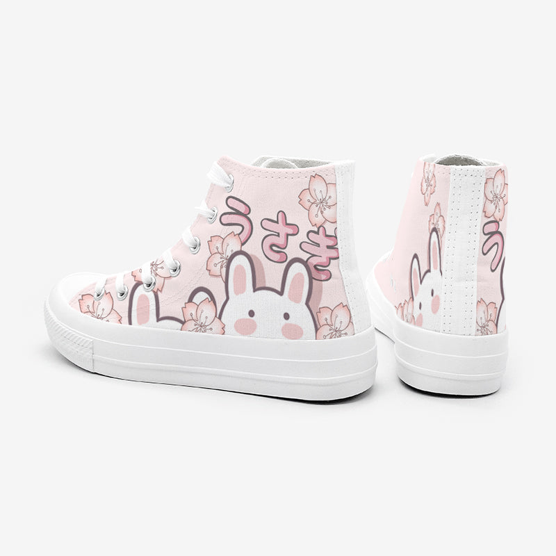 Japanese Sakura Bunny Pink Womens Sneakers Trainers-Enchanted peach