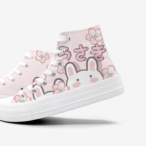 Japanese Sakura Bunny Pink Womens Sneakers Trainers-Enchanted peach