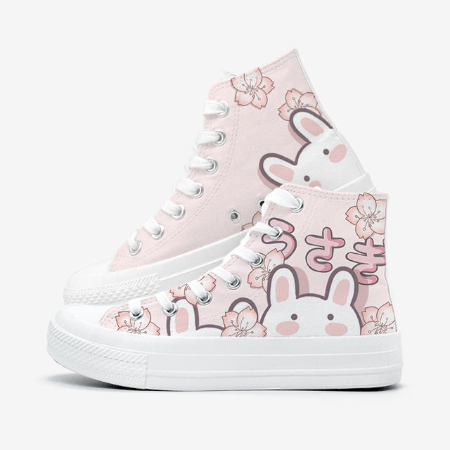 Japanese Sakura Bunny Pink Womens Sneakers Trainers-Enchanted peach