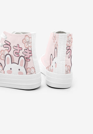 Japanese Sakura Bunny Pink Womens Sneakers Trainers-Enchanted peach