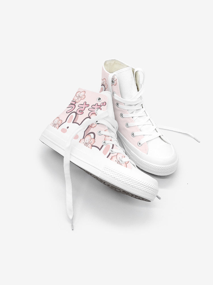 Japanese Sakura Bunny Pink Womens Sneakers Trainers-Enchanted peach