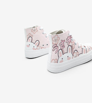 Japanese Sakura Bunny Pink Womens Sneakers Trainers-Enchanted peach