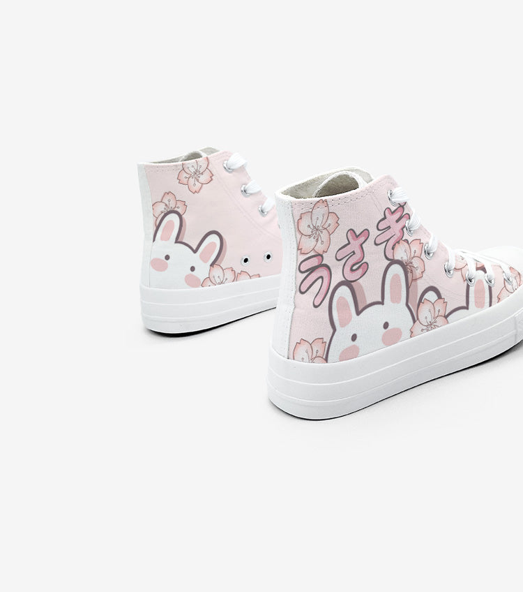 Japanese Sakura Bunny Pink Womens Sneakers Trainers-Enchanted peach