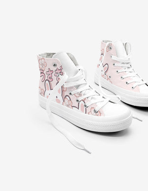 Japanese Sakura Bunny Pink Womens Sneakers Trainers-Enchanted peach