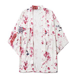 Japanese Sakura Cherry Blossom Print Kimono-Enchanted peach