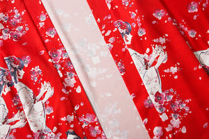 Japanese Sakura Cherry Blossom Print Kimono-Enchanted peach