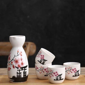 Japanese Sakura Cherry Ceramic Sake Set-Enchanted peach