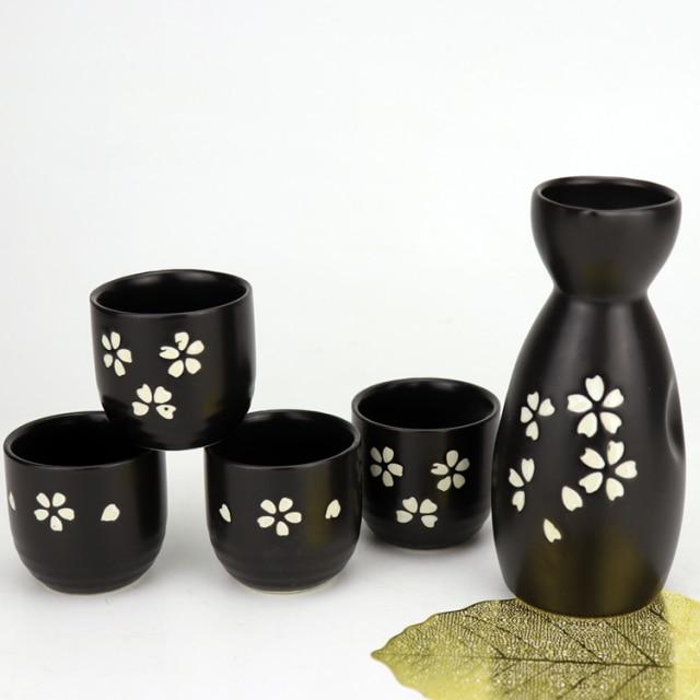 Japanese Sakura Cherry Ceramic Sake Set-Enchanted peach