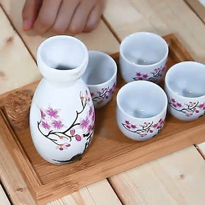 Japanese Sakura Cherry Ceramic Sake Set-Enchanted peach