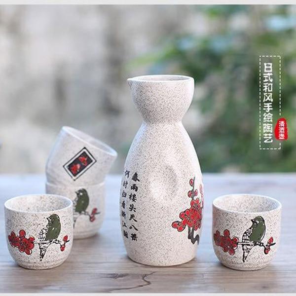 Japanese Sakura Cherry Ceramic Sake Set-Enchanted peach