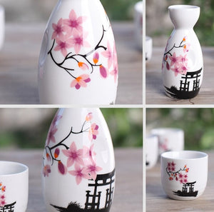 Japanese Sakura Cherry Ceramic Sake Set-Enchanted peach