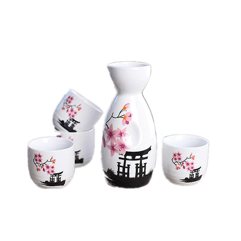 Japanese Sakura Cherry Ceramic Sake Set-Enchanted peach