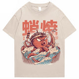 Japanese Takoyaki Octopus Wave Unisex Tee-Enchanted peach