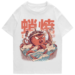 Japanese Takoyaki Octopus Wave Unisex Tee-Enchanted peach