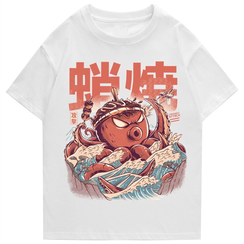 Japanese Takoyaki Octopus Wave Unisex Tee-Enchanted peach